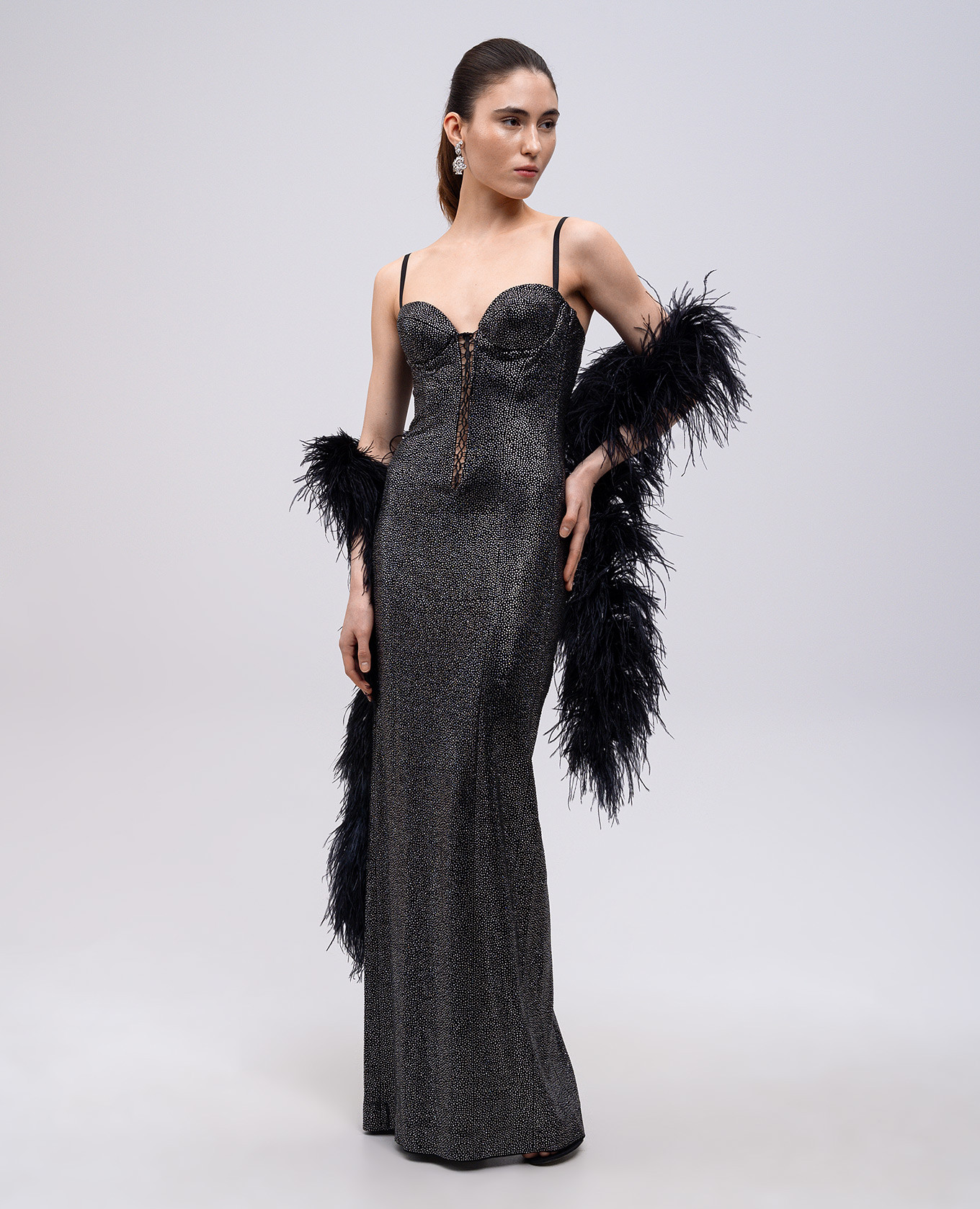 

Black bustier maxi dress with crystals Giuseppe Di Morabito Milano