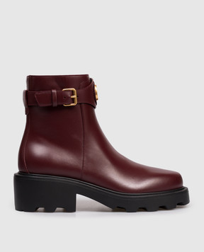 Valentino Burgundy leather boots with VLogo emblem 7W2S0MT5BEK