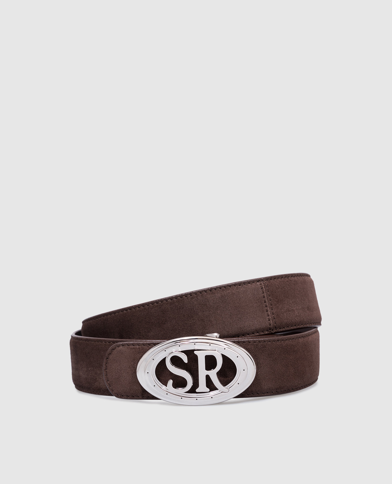 

Brown suede belt with monogram logo Stefano Ricci
