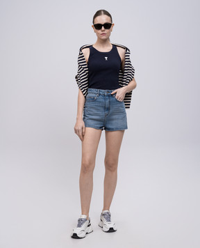 Ami Paris Blue denim shorts with a distressed effect FSO111DE0046