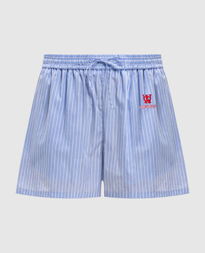 Off-White Blue striped shorts with logo 2CB05JF25FAB001