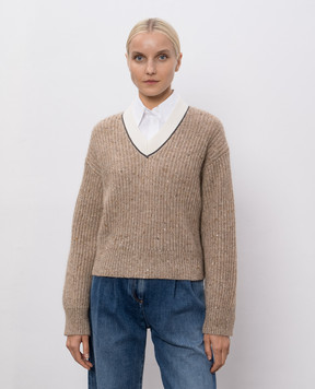 Brunello Cucinelli Brown pullover with wool and cashmere MSJ545302