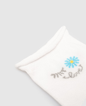RiminiVeste Children's white socks Ciocca with a pattern in the form of a flower 4505