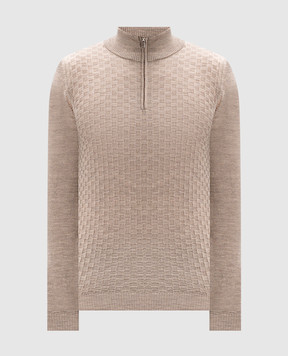 Cashmere&Whiskey Beige patterned merino wool jumper CH077