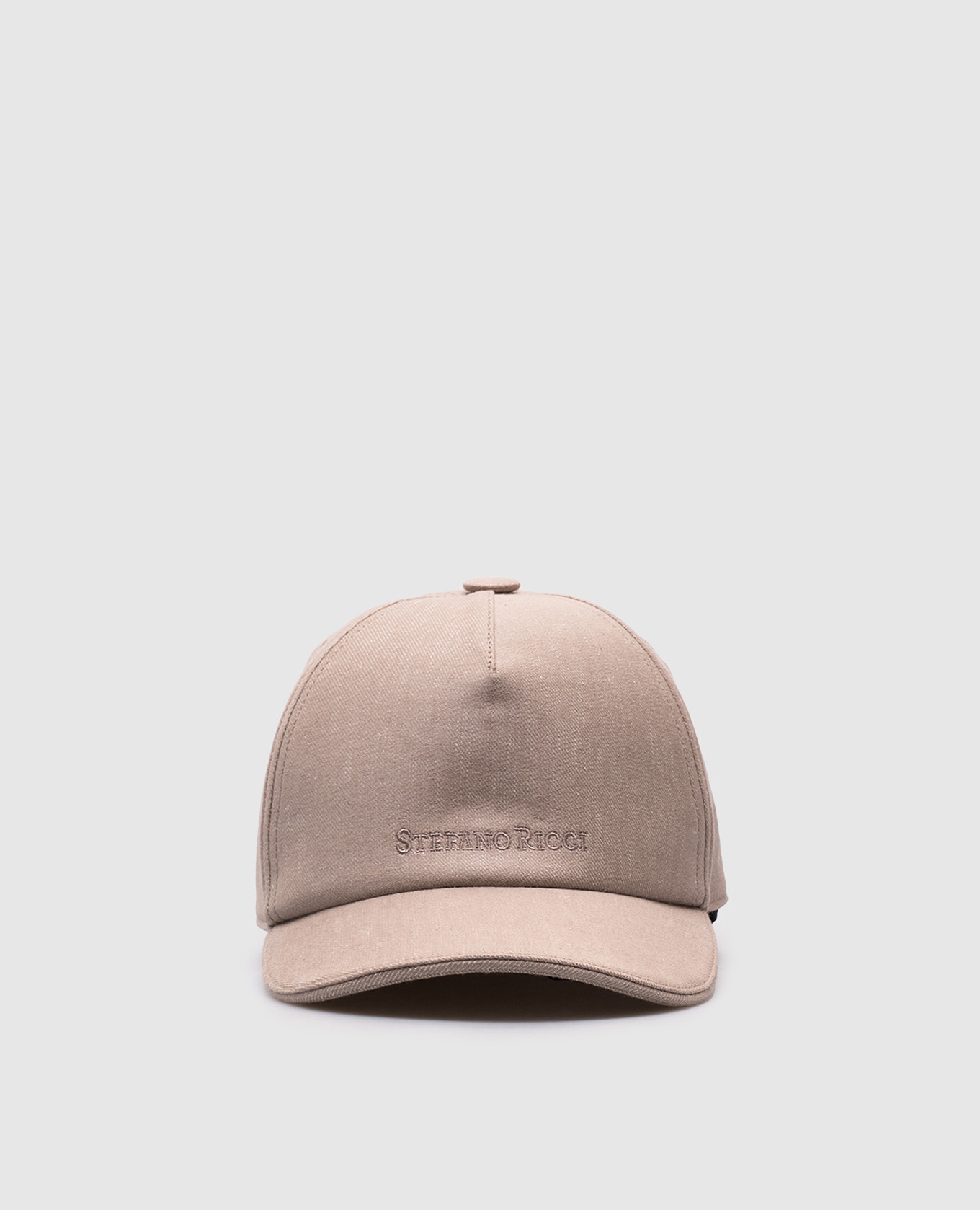Beige linen cap with logo embroidery Stefano Ricci