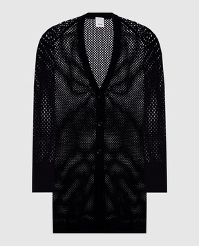 Allude Black openwork cardigan made of wool and cashmere 25217655