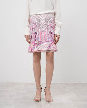 Roberto Cavalli White printed skirt with ruffle XDT301