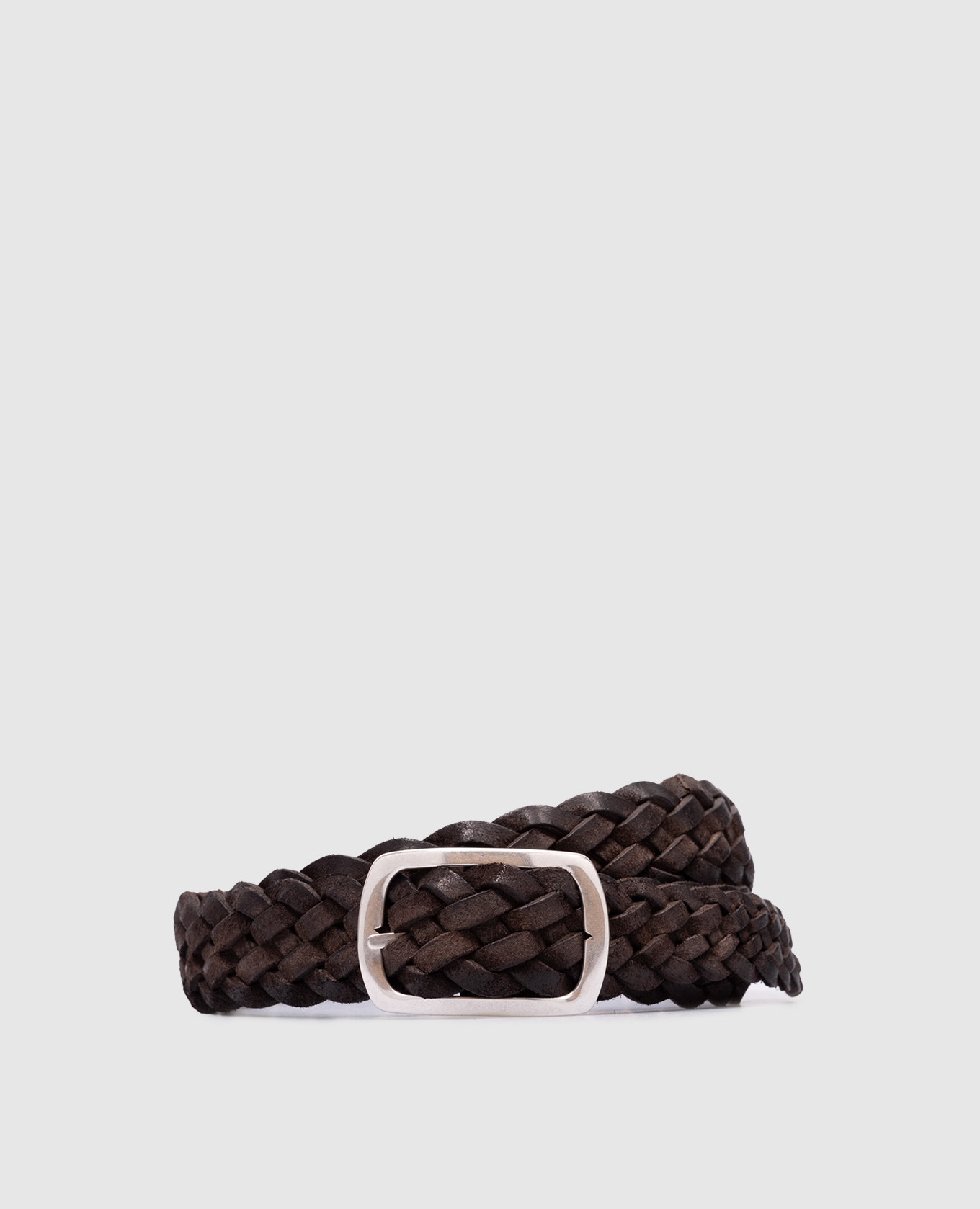 

Brown double-sided braided leather belt Orciani