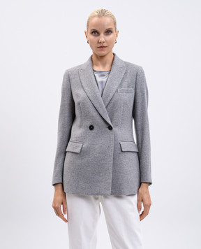 Peserico Gray double-breasted wool jacket with lurex S0123904314