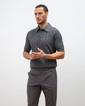 Dolce&Gabbana Gray polo shirt made of silk in a woven pattern GXZ15TJBSKE