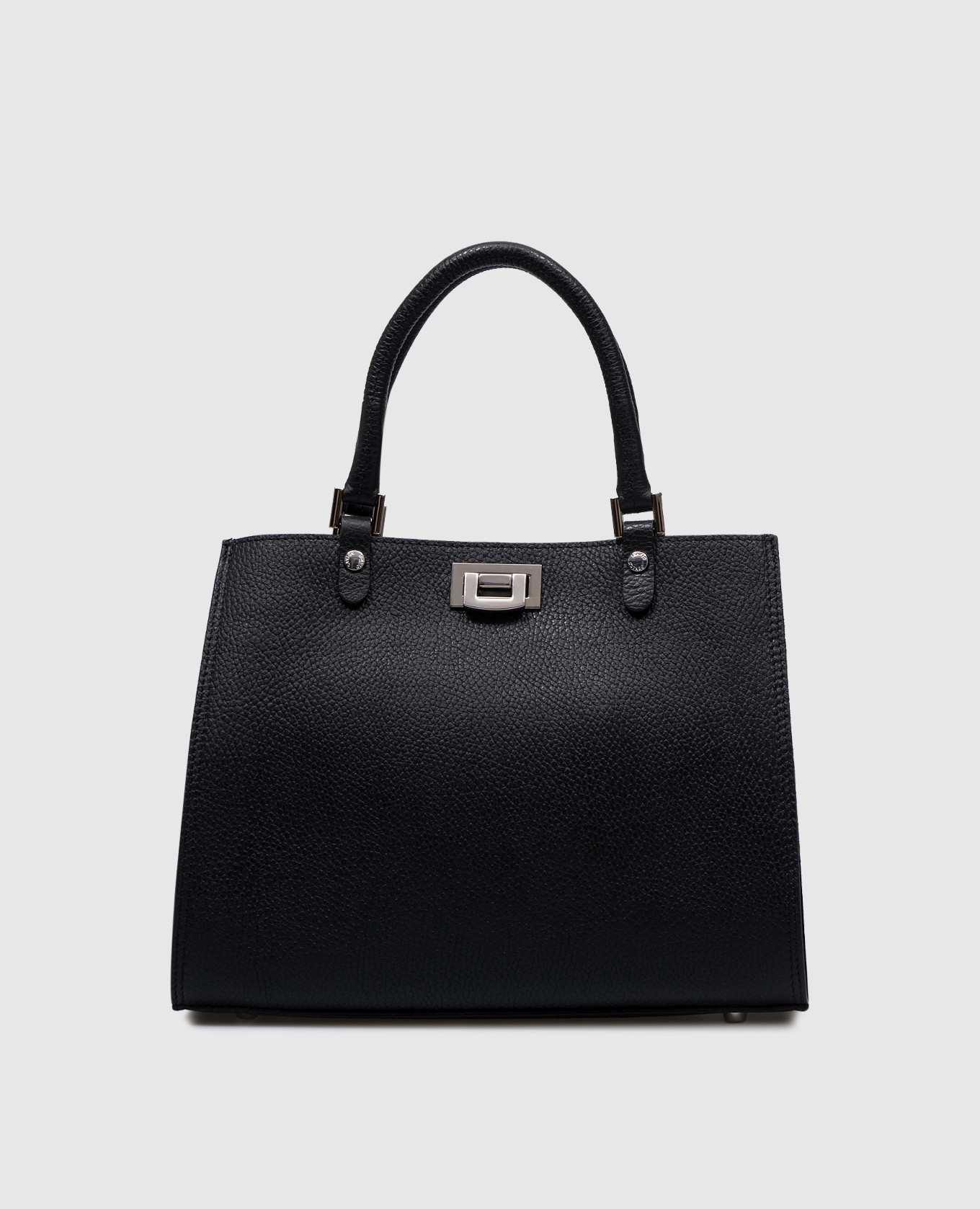 

Black leather tote bag with logo Gianni Notaro, Черный