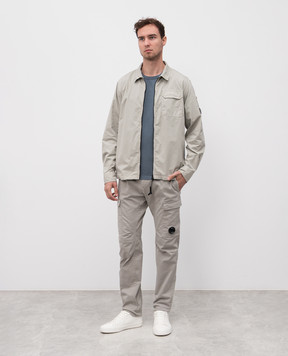 C.P. Company Grey cargo pants with logo patch MPA068A005529G