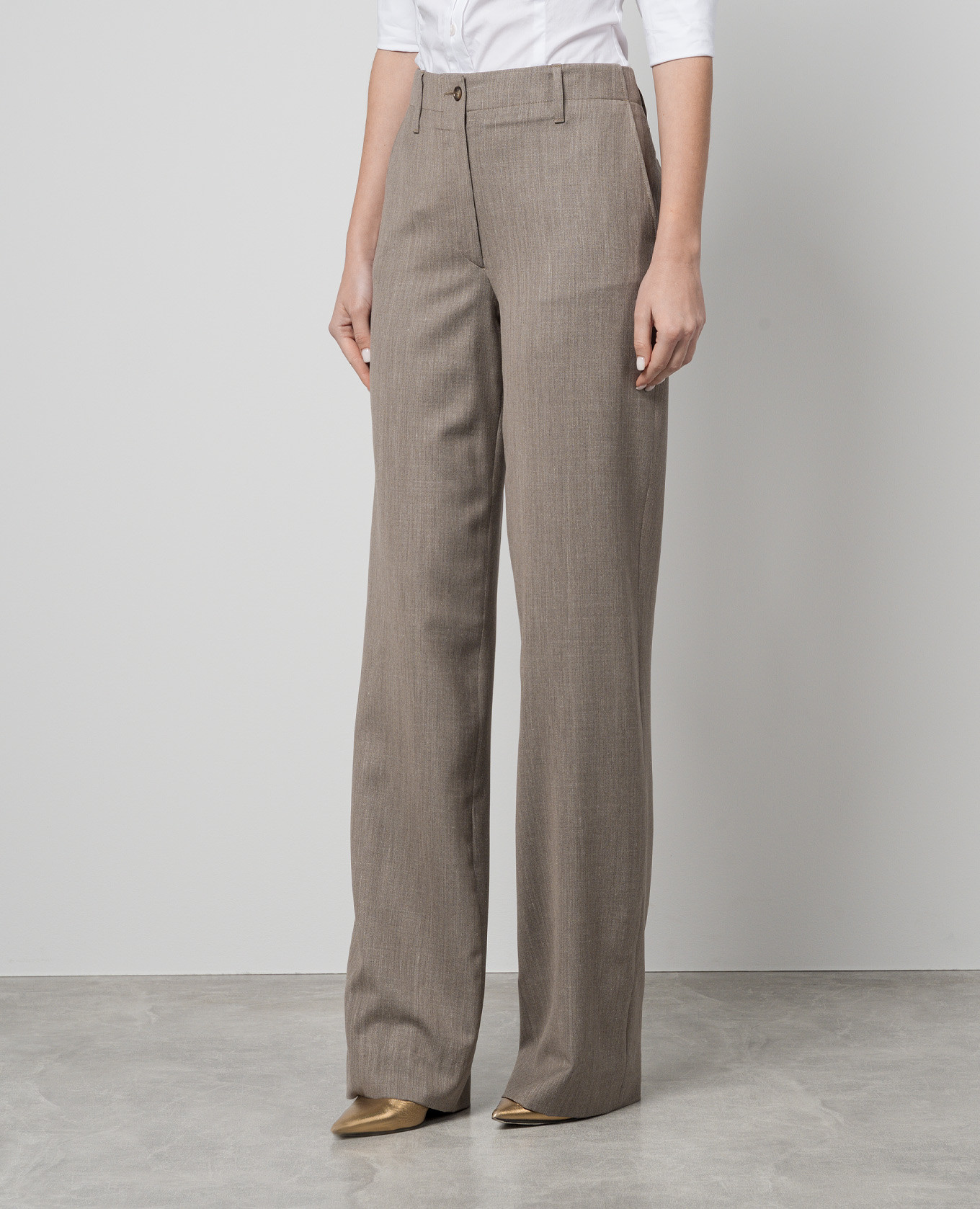 

CANNES brown wool, silk and linen flared trousers Enrico Mandelli