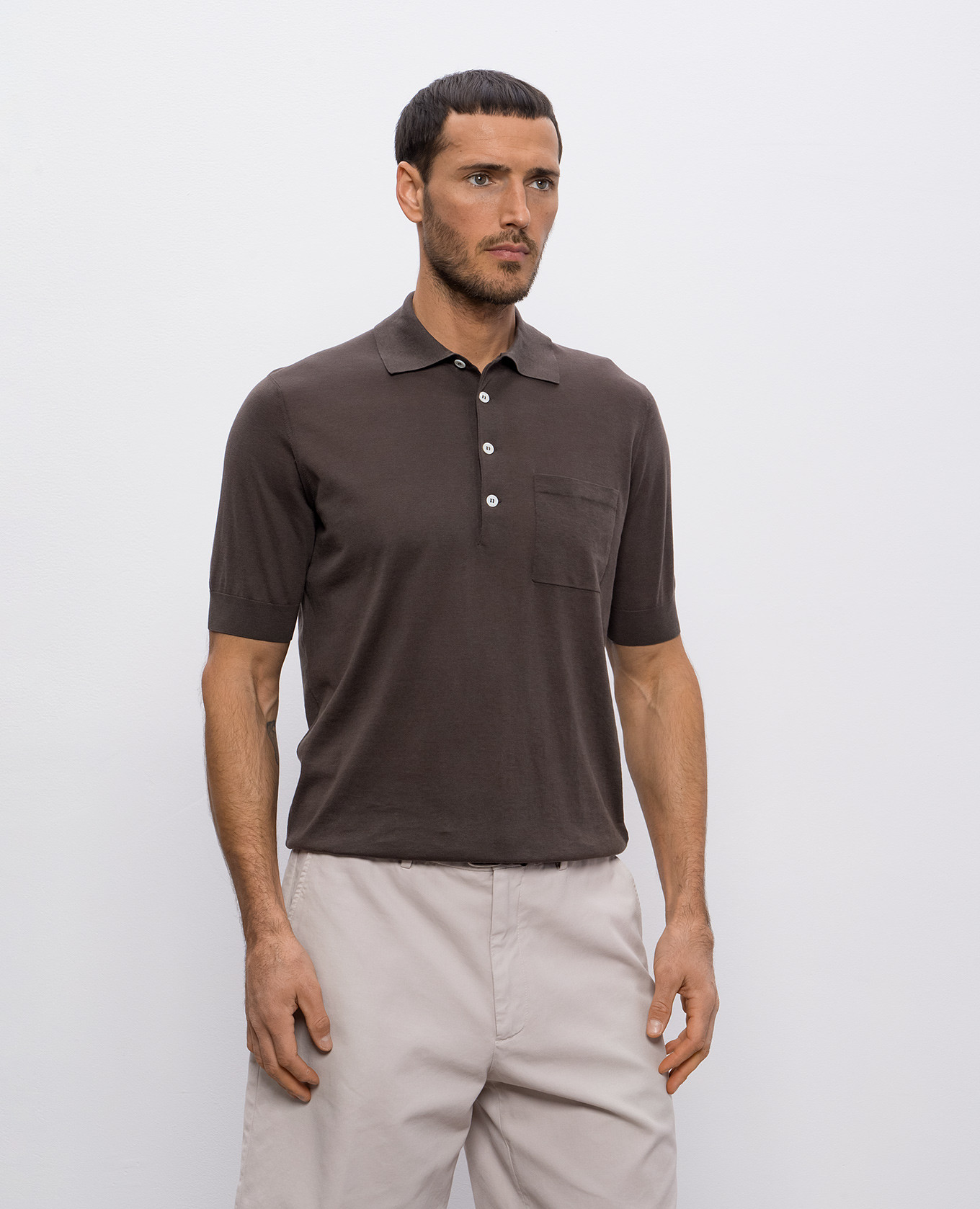 

Brown silk polo shirt Brunello Cucinelli