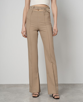 Rokh Brown flared pants with a belt R24SF101
