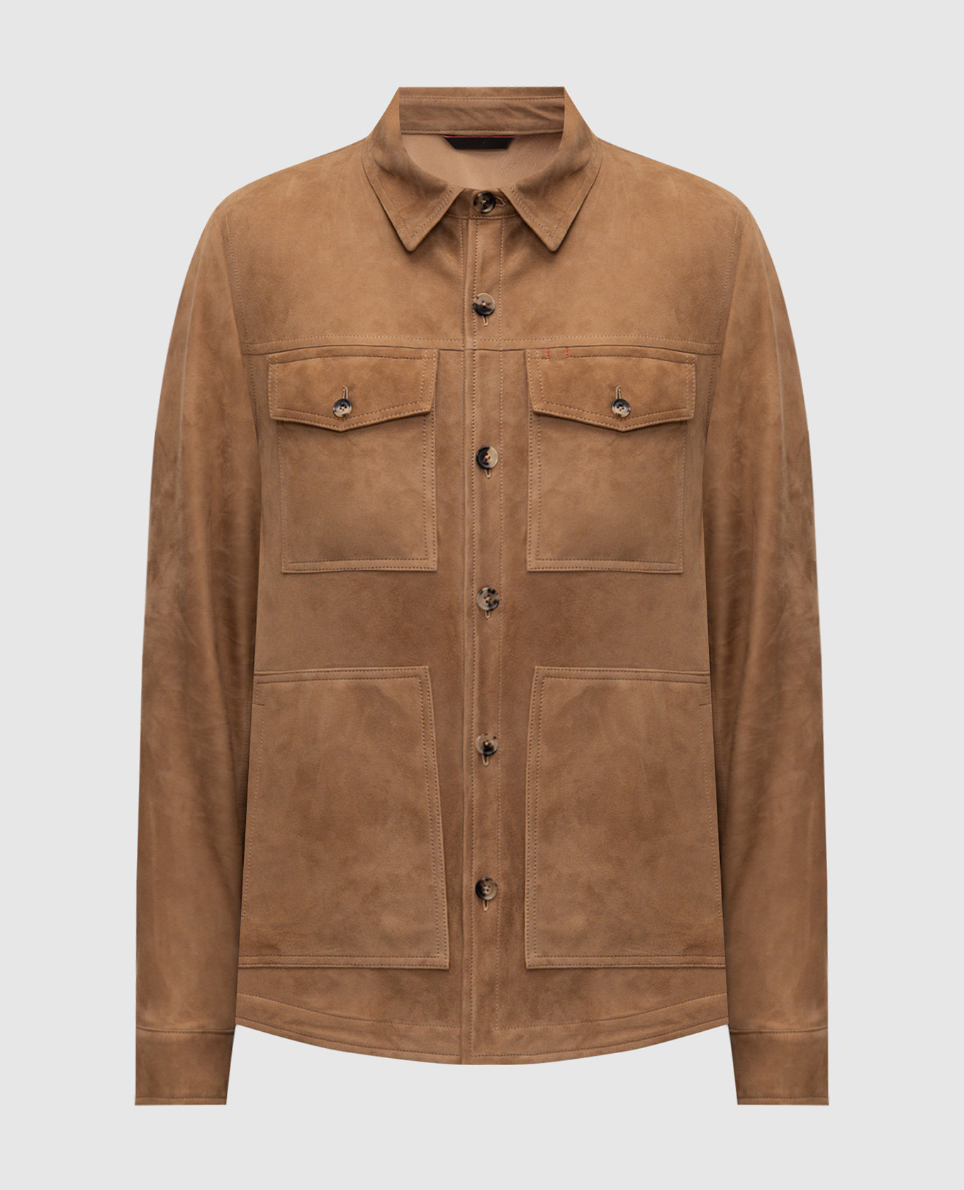Beige nubuck shirt jacket ISAIA