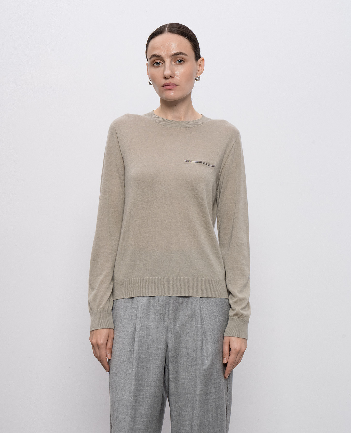 

Khaki cashmere and silk jumper Peserico
