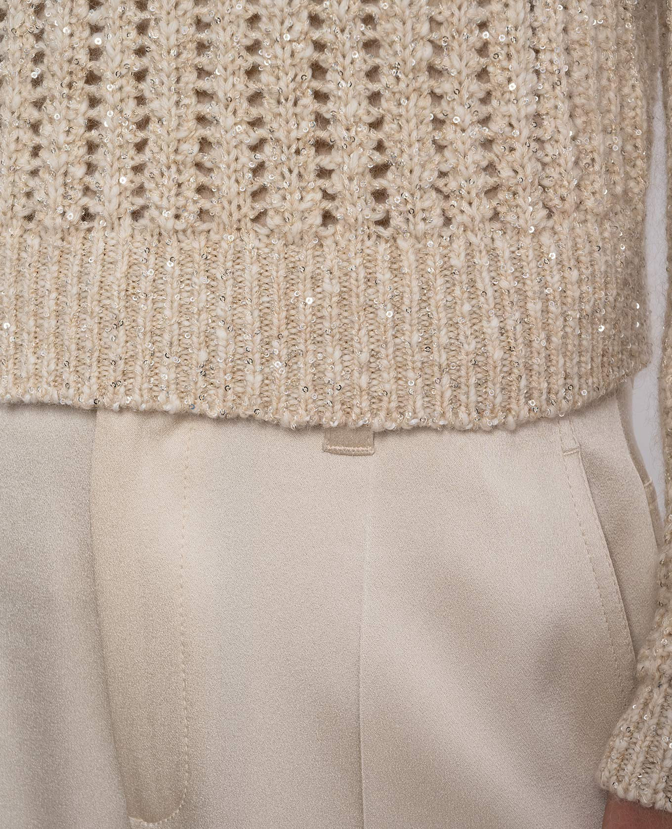 

Beige openwork sweater with wool and cashmere Brunello Cucinelli
