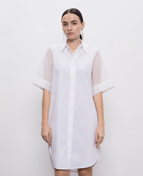 Peserico White shirt dress with monil chain E02989D8928