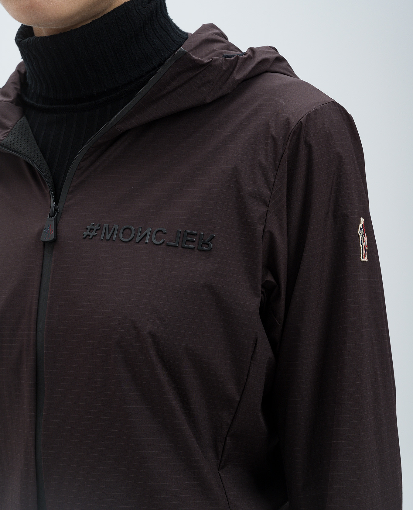 

Shell Brown Logo Windbreaker Moncler Grenoble
