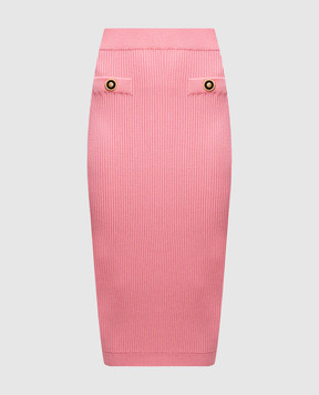 Balmain Pink ribbed midi skirt EF1LD022KI10