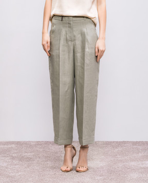 Peserico Green linen trousers with lapels P0425802606