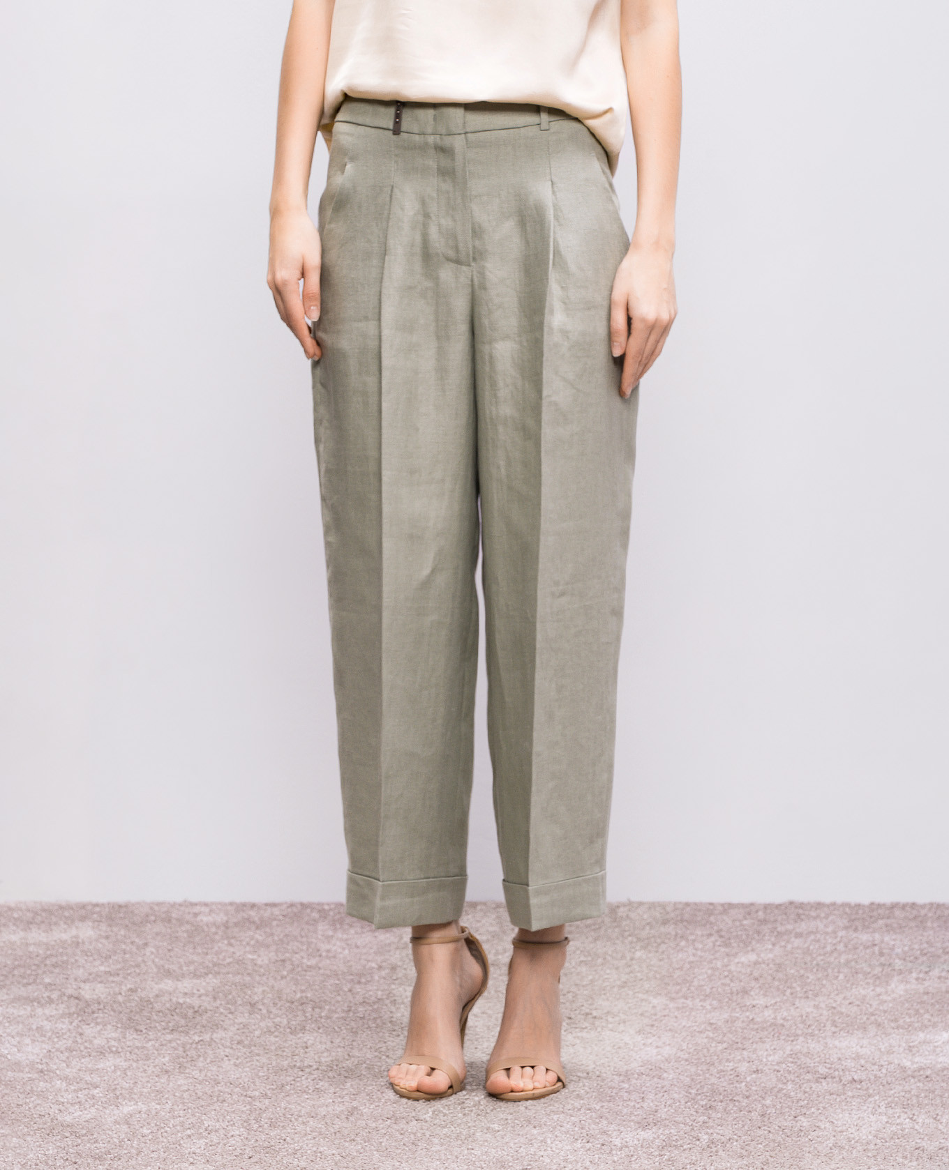 

Green linen trousers with lapels Peserico