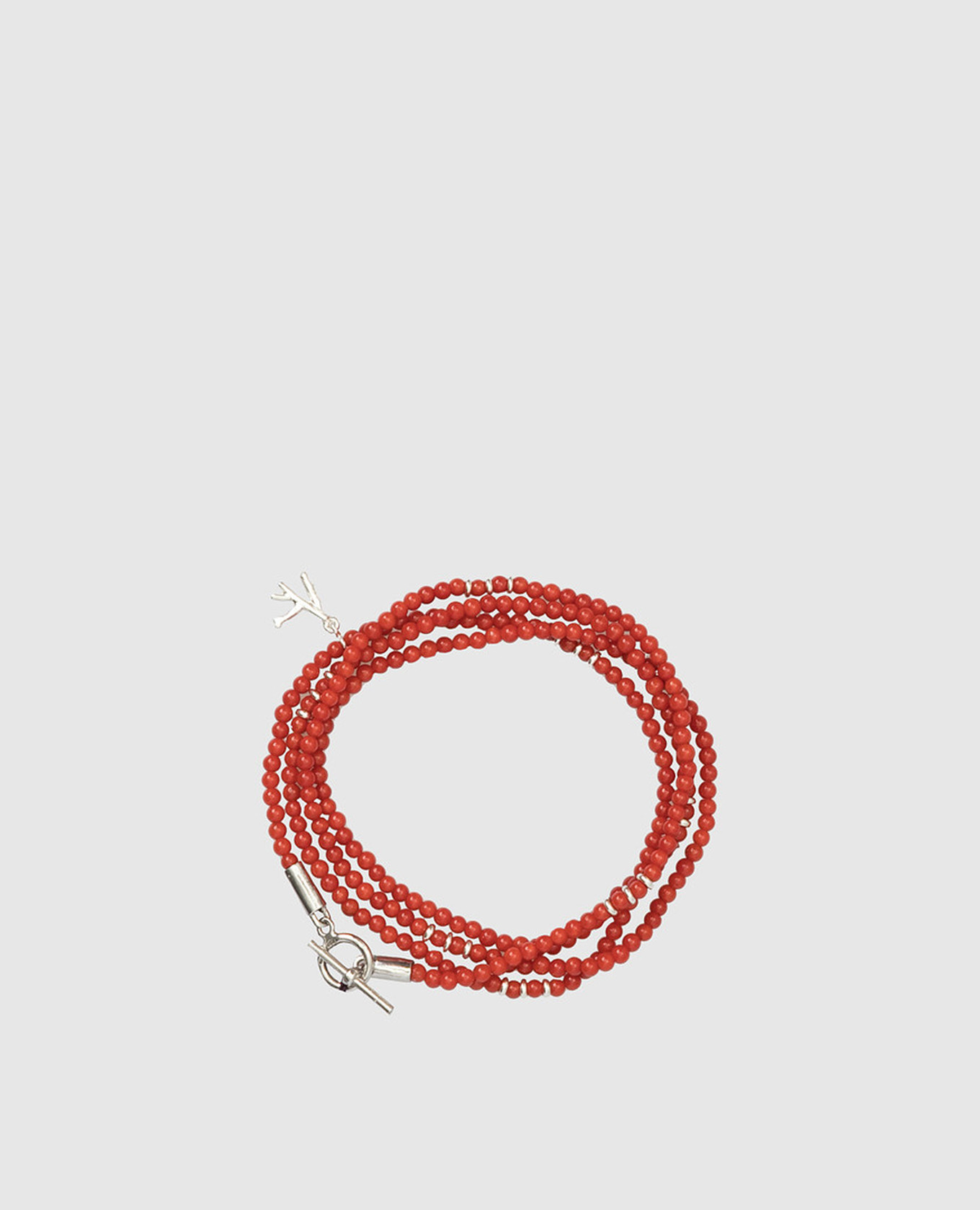 

Red coral bracelet with silver pendant ISAIA