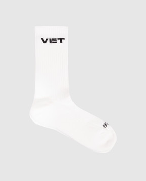 Vetements White socks with monogram logo UH76SO250Ww