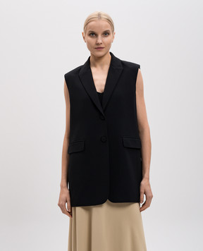 Agnona Black vest with logo TX0901XU5068