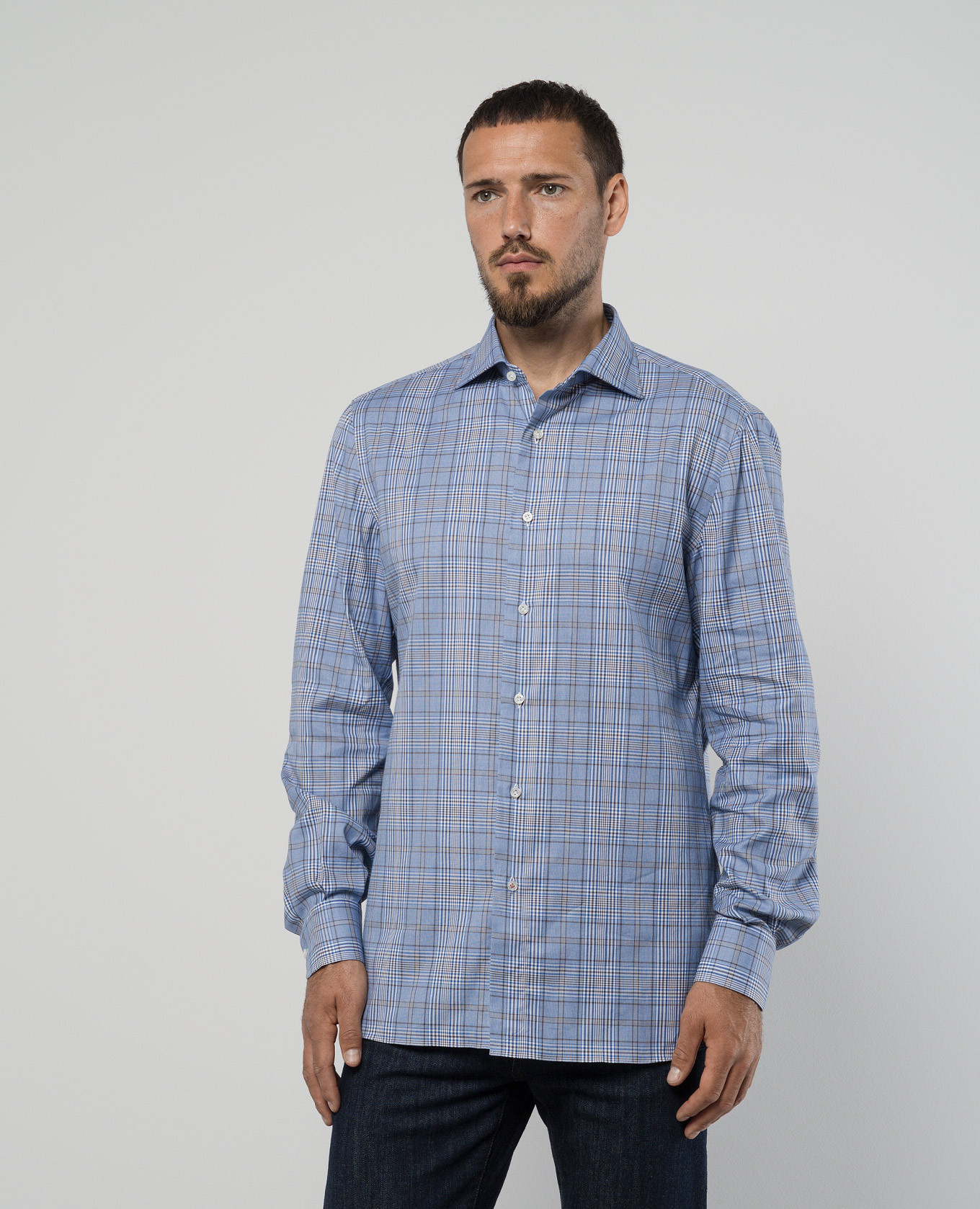 

Blue checked shirt ISAIA, Light blue