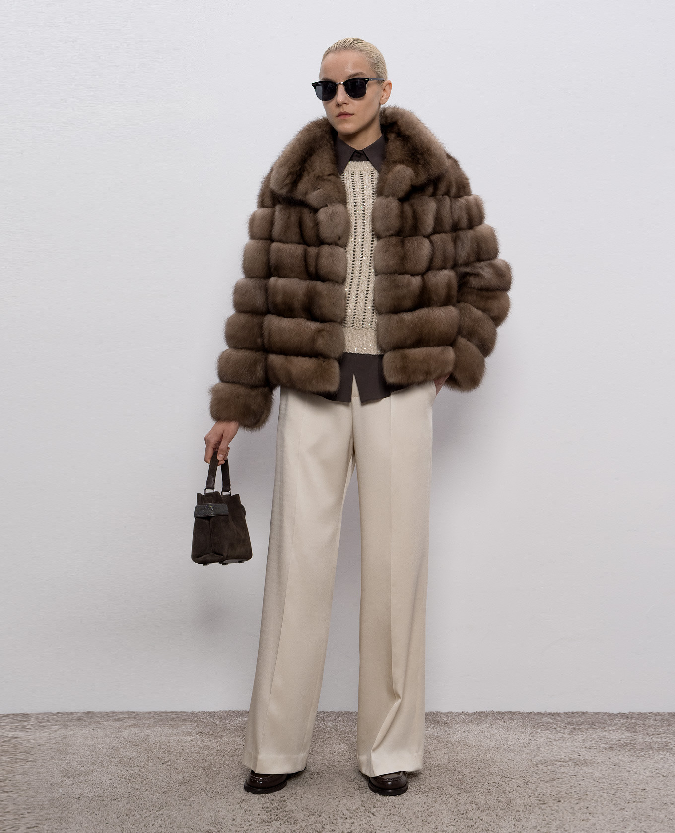 

Brown shirt with monil chain Brunello Cucinelli