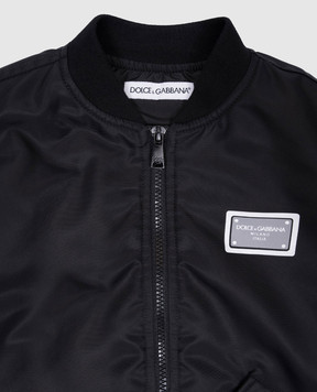 Dolce&Gabbana Children's black bomber jacket with logo print L4JB5TG7N1P