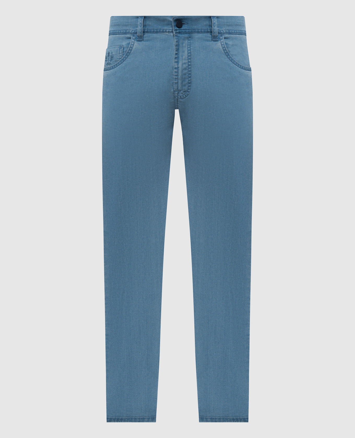 

COSTANTINO blue jeans with logo emblem embroidery Scissor Scriptor, Light blue