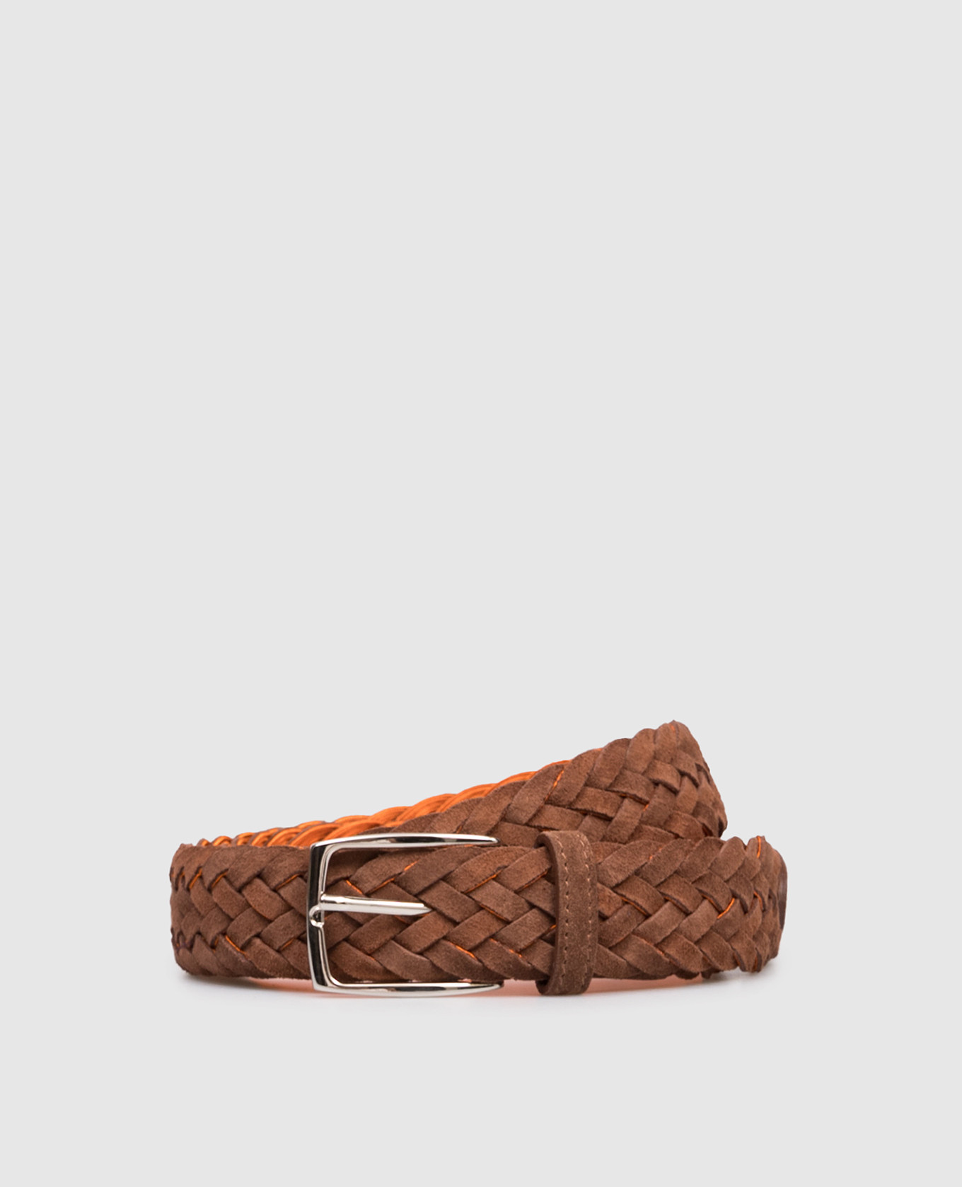 

Brown suede belt with weaving ISAIA