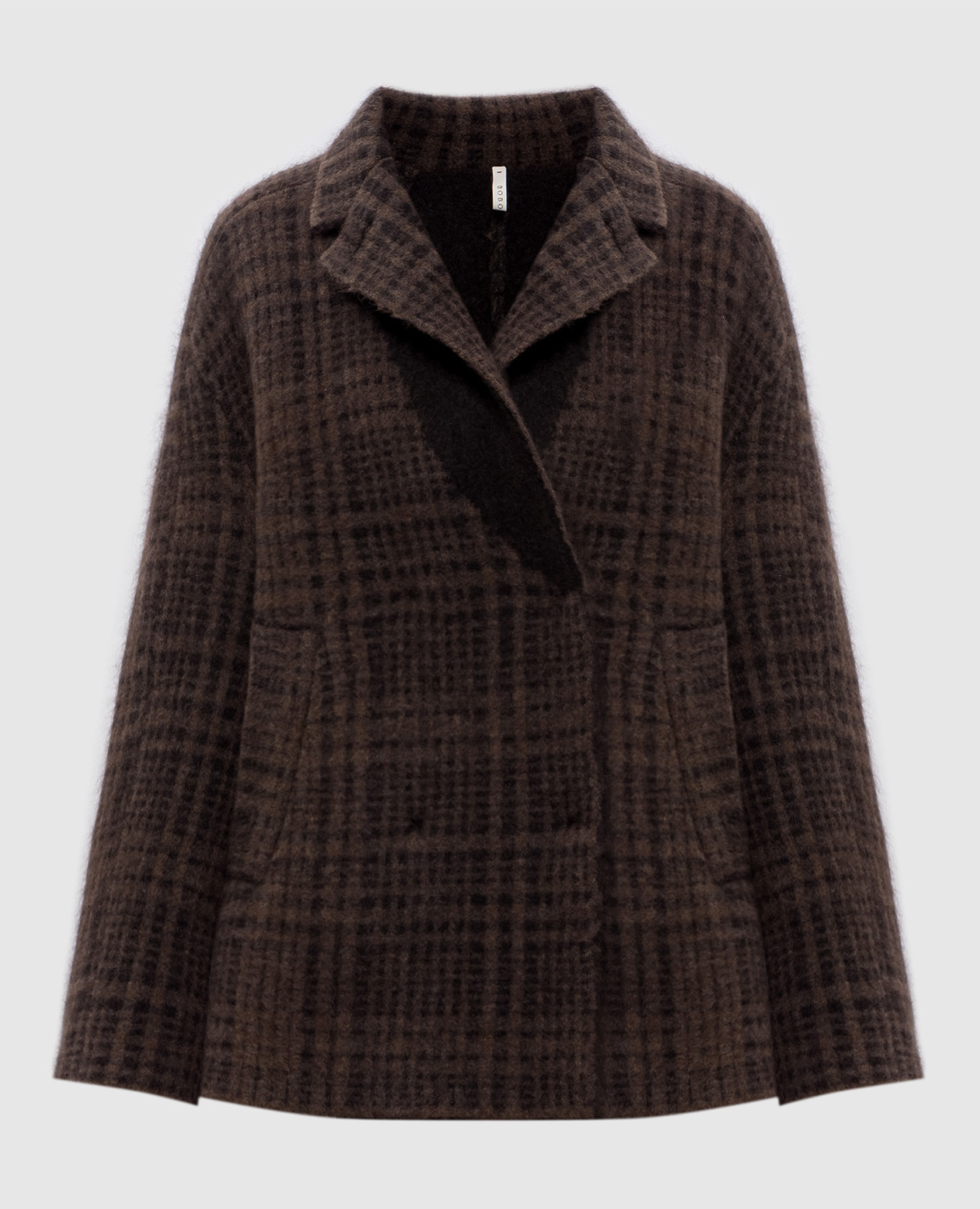 

Brown double-breasted wool check coat BOBOUTIC