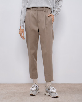 Brunello Cucinelli Khaki pants with monil chain MA126P8416