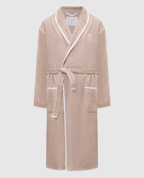 Brunello Cucinelli Beige terry robe with embroidered emblem MLB925152
