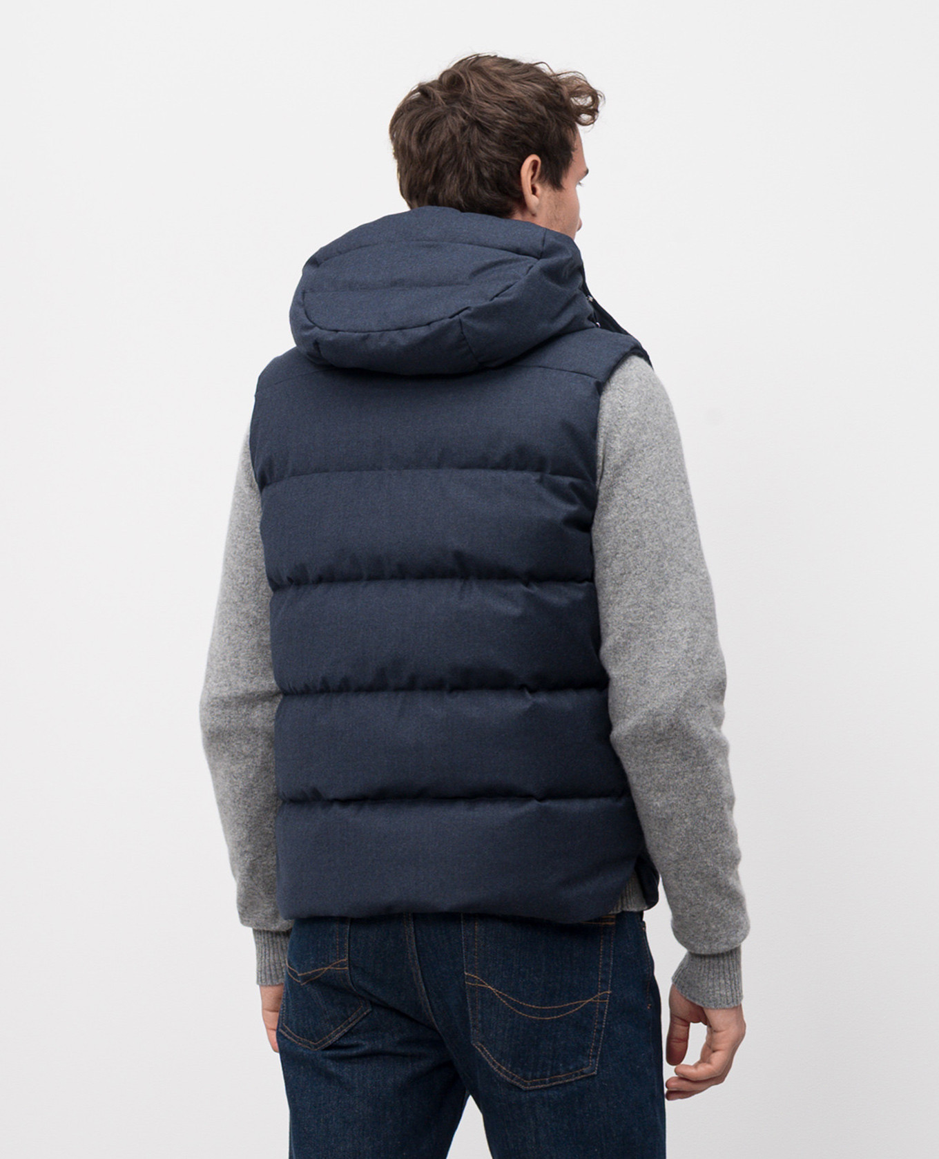

Fire blue wool and cashmere down vest MooRER