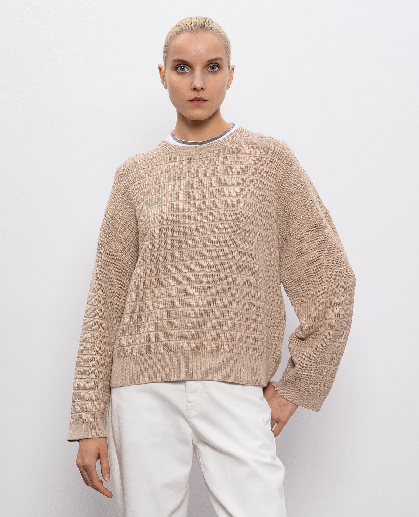 

Beige sweater with sequins Brunello Cucinelli