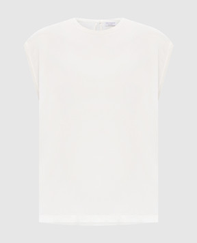 Brunello Cucinelli Beige silk top with monil chain M0C59EH500
