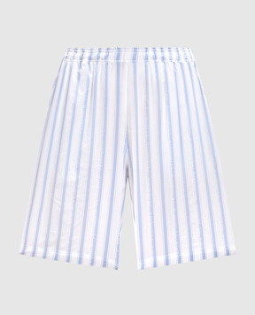 Vetements White striped shorts with logo pattern UA66SS400Lw