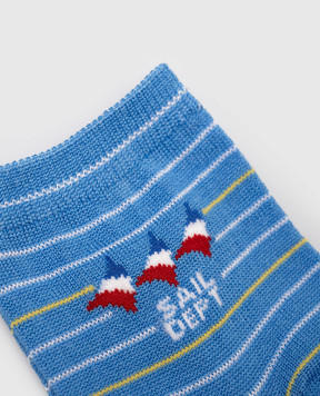RiminiVeste Children's blue socks Ciocca in a stripe with a pattern 4512
