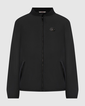 Valentino Black bomber jacket with metallic VLogo Signature logo 5V3CIO55CKV