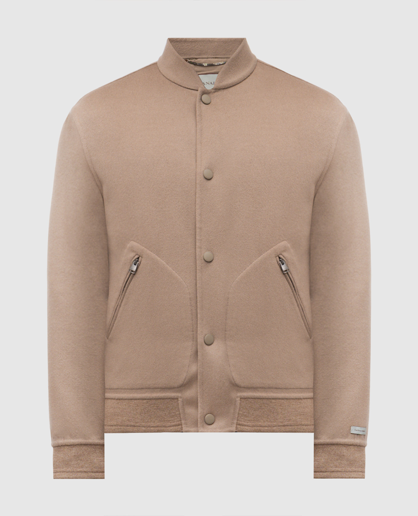 Brown wool and cashmere bomber jacket with removable vest