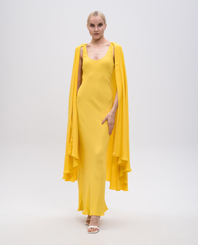 Twinset Ischia yellow maxi dress with cape 251TS2221