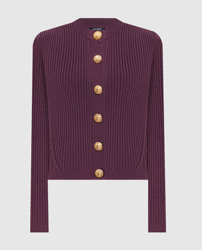 Balmain Purple ribbed cardigan FF0KL191KJ15