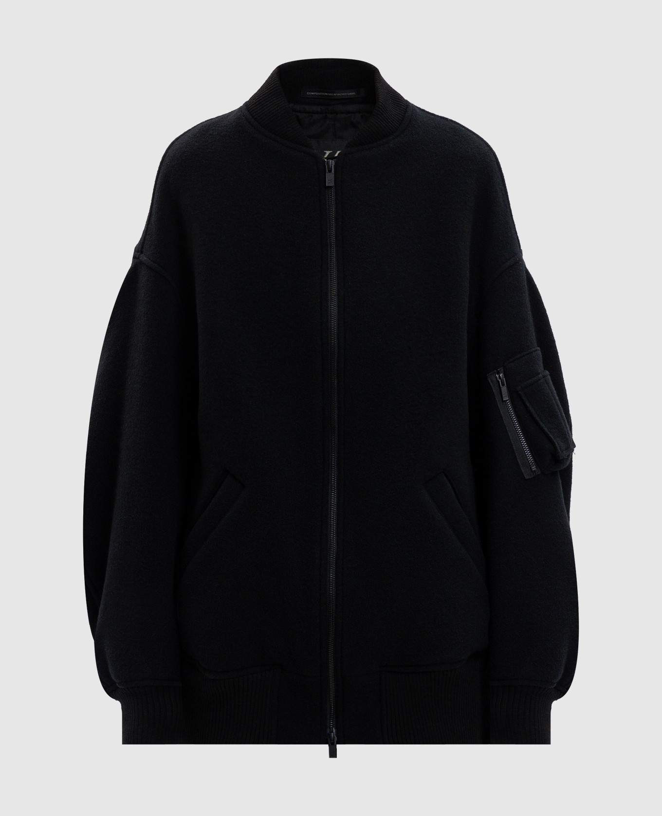 

Black elongated bomber jacket with wool Y` Yamamoto