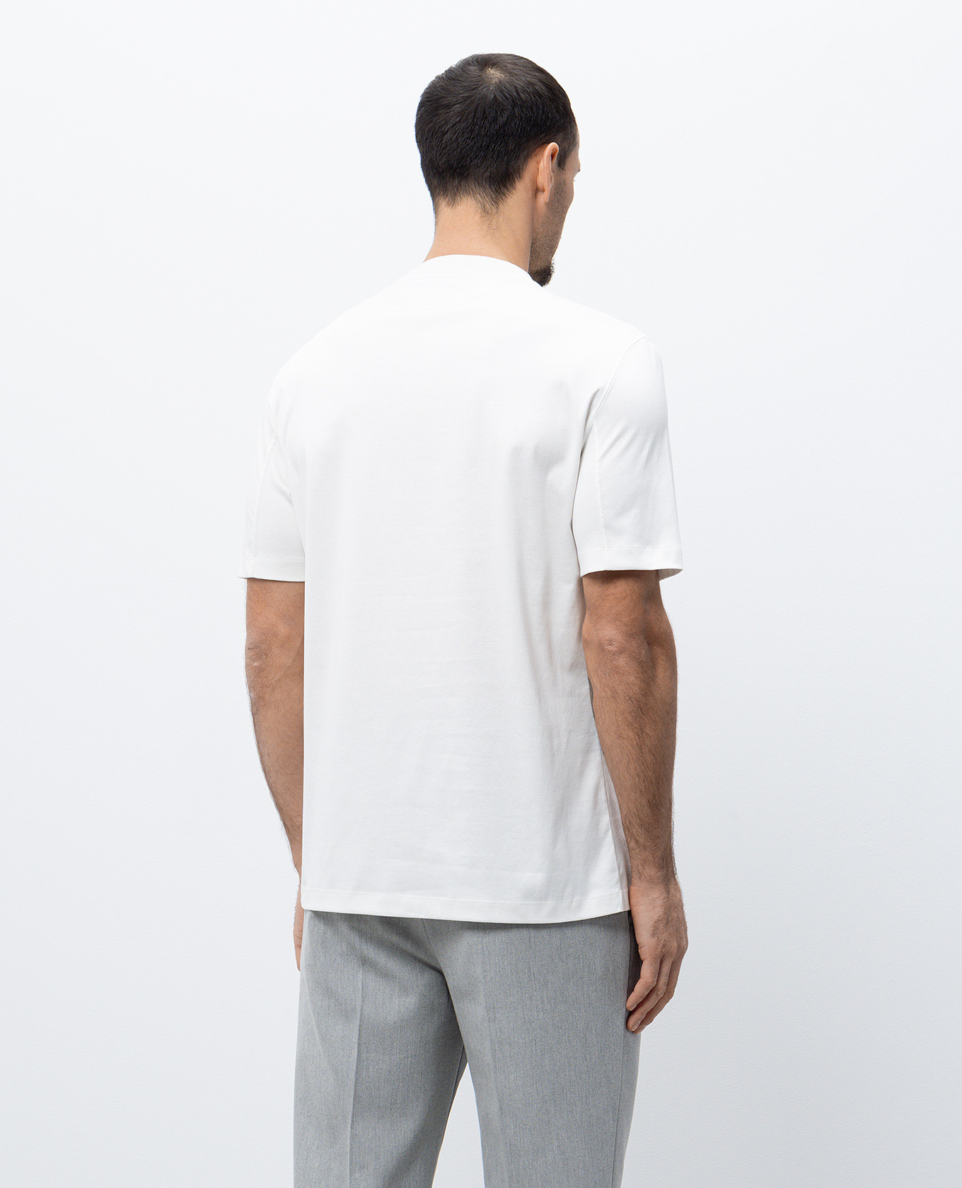 

White T-shirt with embroidered logo emblem Brunello Cucinelli