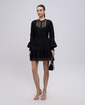 Charo Ruiz Begonne black shirt dress with lace 251604